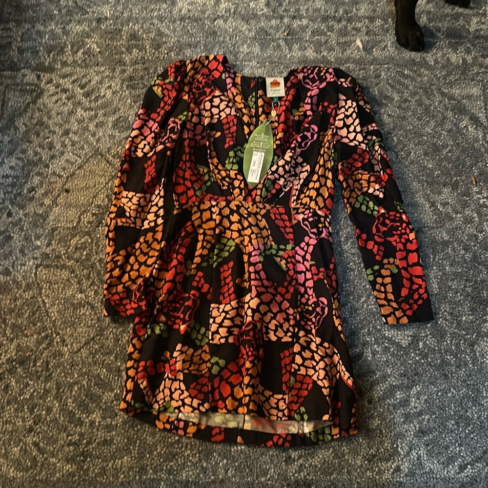 Farm Rio Black Leopard Mini Dress